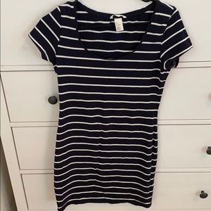 Striped mini body con dress